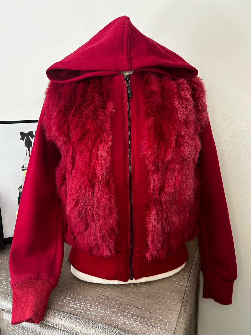 Jennyfer J Sweater Jacket 100% Rabbit Fur Women's Size Small  EUC